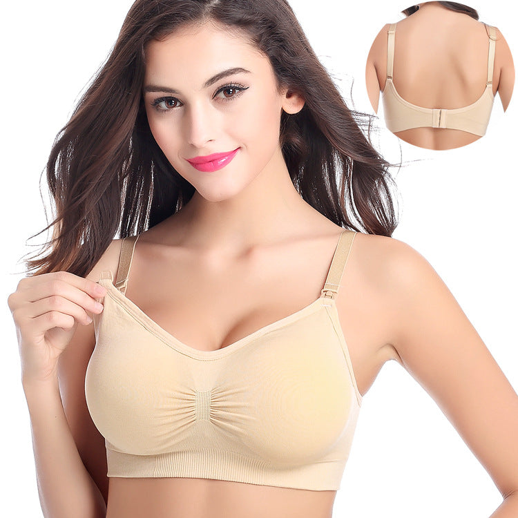 Adjustable Breastfeeding Bra With Open Buckle And No Steel Rings Underwear Pregnant Women Gather Non-sagging Breastfeeding Bra With Breast Pad