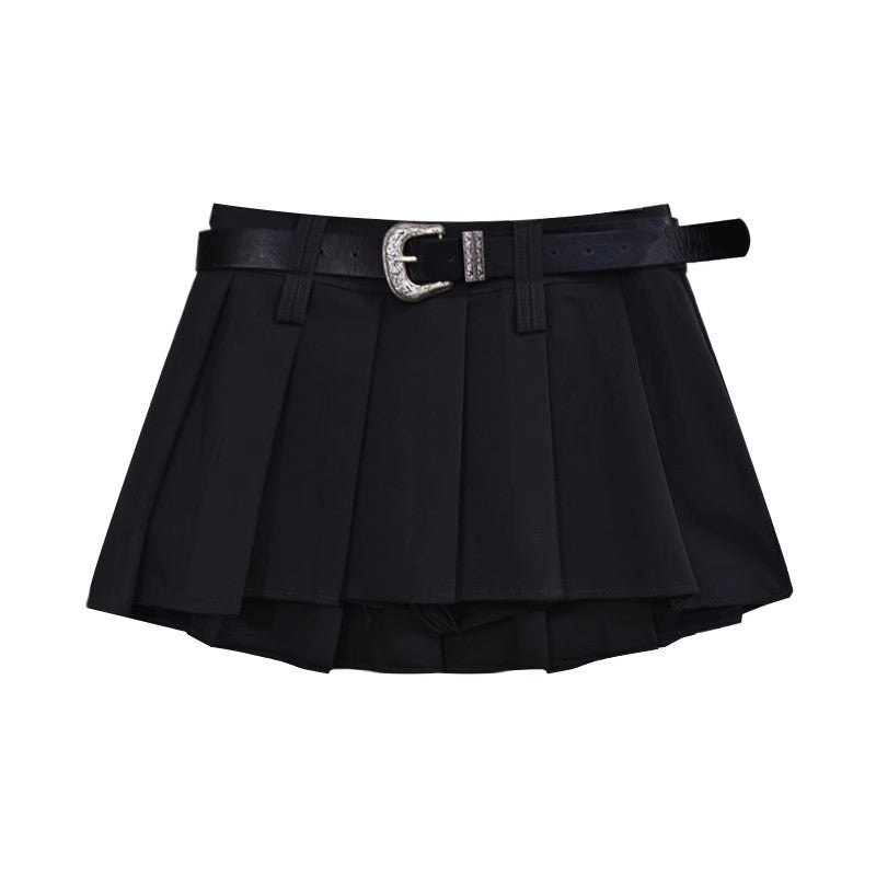 High-waisted Petite Skirt, Summer Mini Skirt, Hot Girl Pleated Skirt, Versatile A-line (good Quality + Belt)