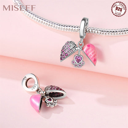 Missif Original 925 Sterling Silver Cute Cat And Dog Bone Paw Print Pendant DIY Bracelet Jewelry Accessories Pendant For Women