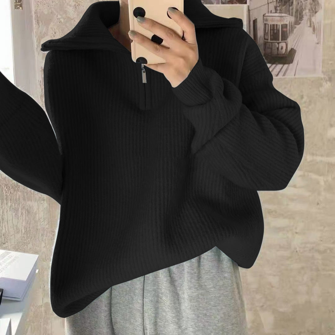 Turtleneck Zipper Sweater New Women&#039;s Loose Fashionable Sweater Winter Thickened