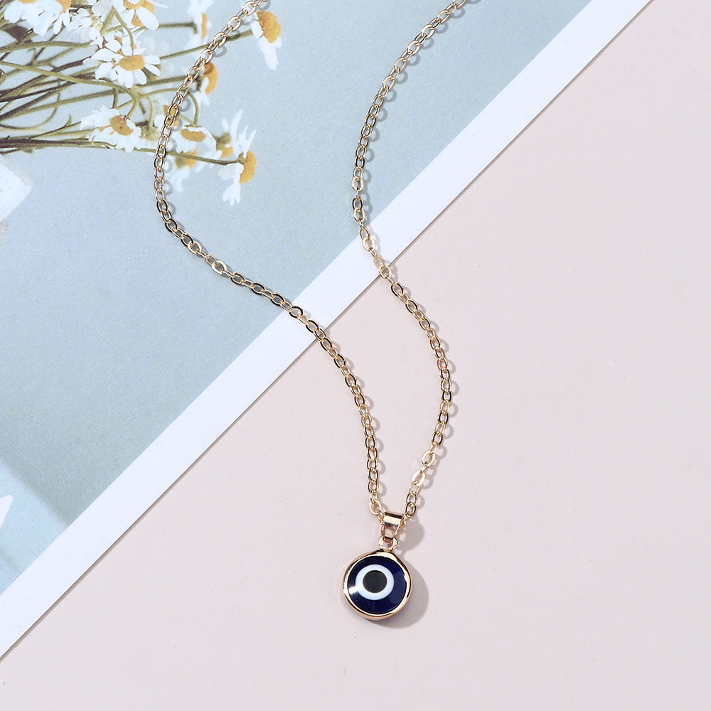 Personality Devil&#039;s Eye Pendant Necklace Simple Blue Eyes Clavicle Chain Cross-border Novel Trend European And American Ins Necklace