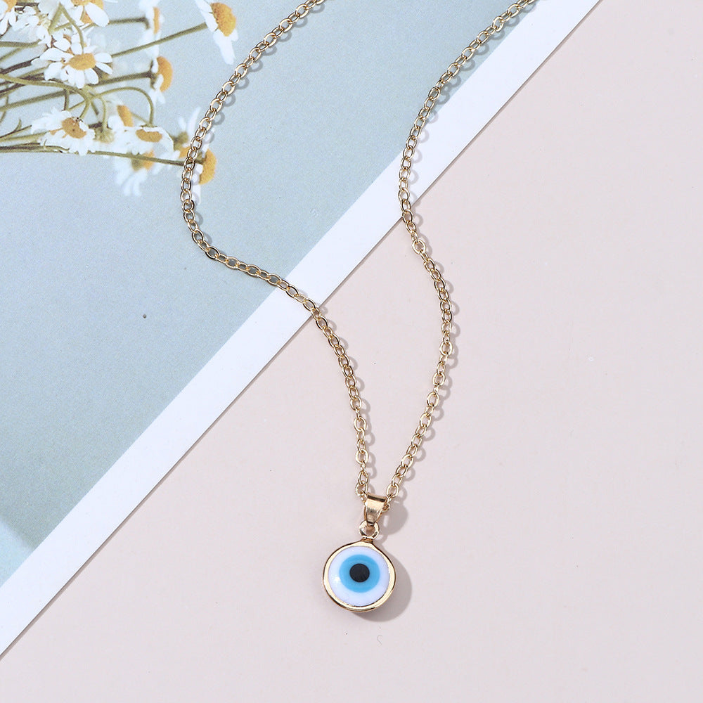 Personality Devil&#039;s Eye Pendant Necklace Simple Blue Eyes Clavicle Chain Cross-border Novel Trend European And American Ins Necklace