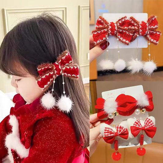 Red Mink Hairpin Festive Hair Accessories For Girls