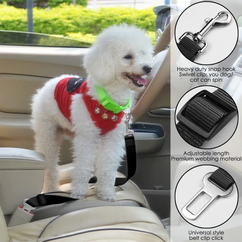 Pet Dog Safety Rope Car Pet Traction Rope Car Seat Belt Adjustable Car Traction Belt