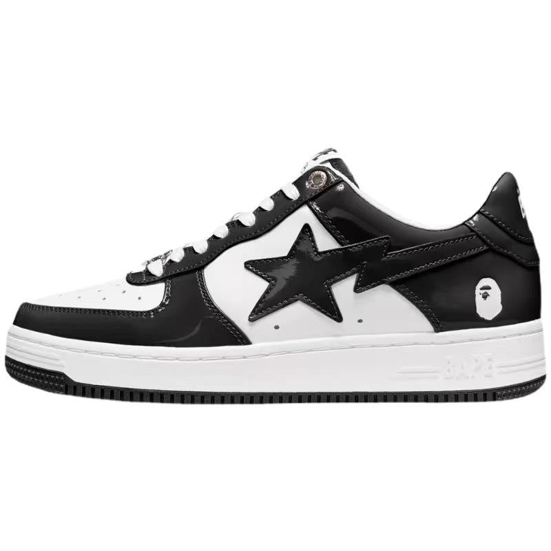 BAPESTA Green Black And White Lake Blue Patent Leather Casual Sneakers Vibe Street Contrast Color Low-top Men&#039;s And Women&#039;s Sneakers