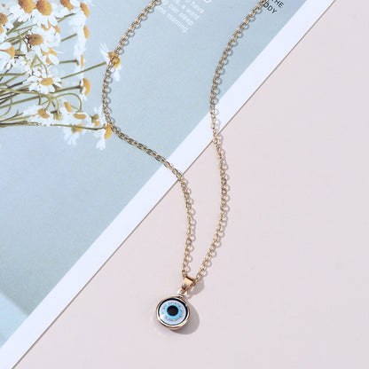 Personality Devil&#039;s Eye Pendant Necklace Simple Blue Eyes Clavicle Chain Cross-border Novel Trend European And American Ins Necklace