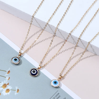 Personality Devil&#039;s Eye Pendant Necklace Simple Blue Eyes Clavicle Chain Cross-border Novel Trend European And American Ins Necklace