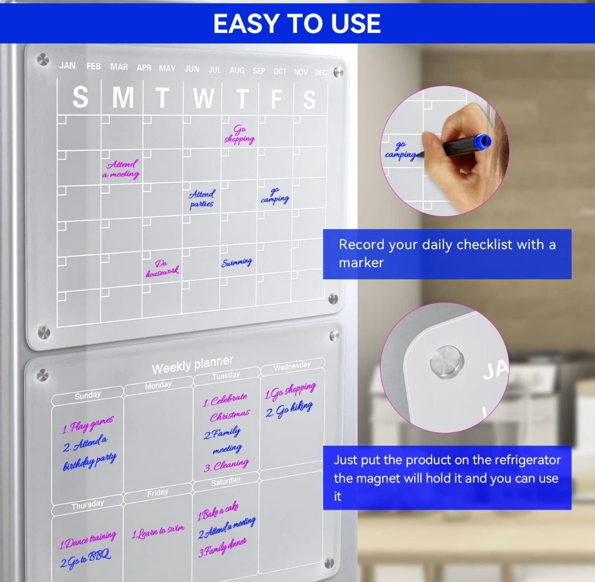 Acrylic Magnetic Calendar - Jaazi Intl