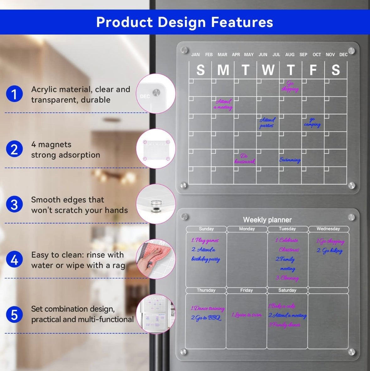 Acrylic Magnetic Calendar - Jaazi Intl