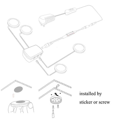 AIBOO LED Under Cabinet Light kitchen Puck Under Counter lights with Wireless RF Remote Dimmable for Shelf Furniture Lighting - Jaazi Intl