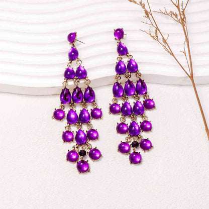 Alloy & Rhinestone Teardrop Earrings - Jaazi Intl