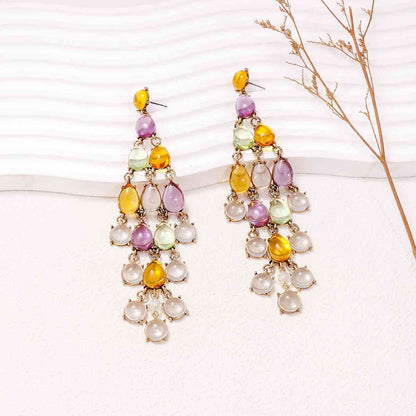 Alloy & Rhinestone Teardrop Earrings - Jaazi Intl