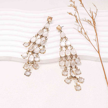 Alloy & Rhinestone Teardrop Earrings - Jaazi Intl