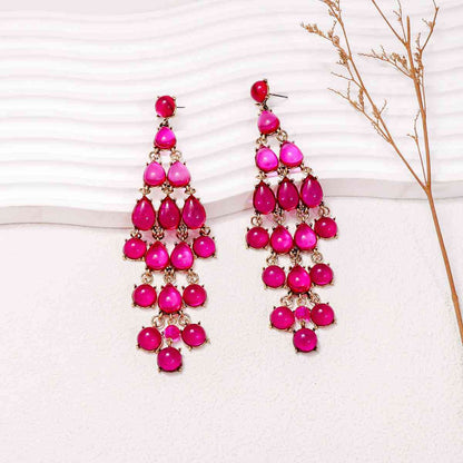 Alloy & Rhinestone Teardrop Earrings - Jaazi Intl