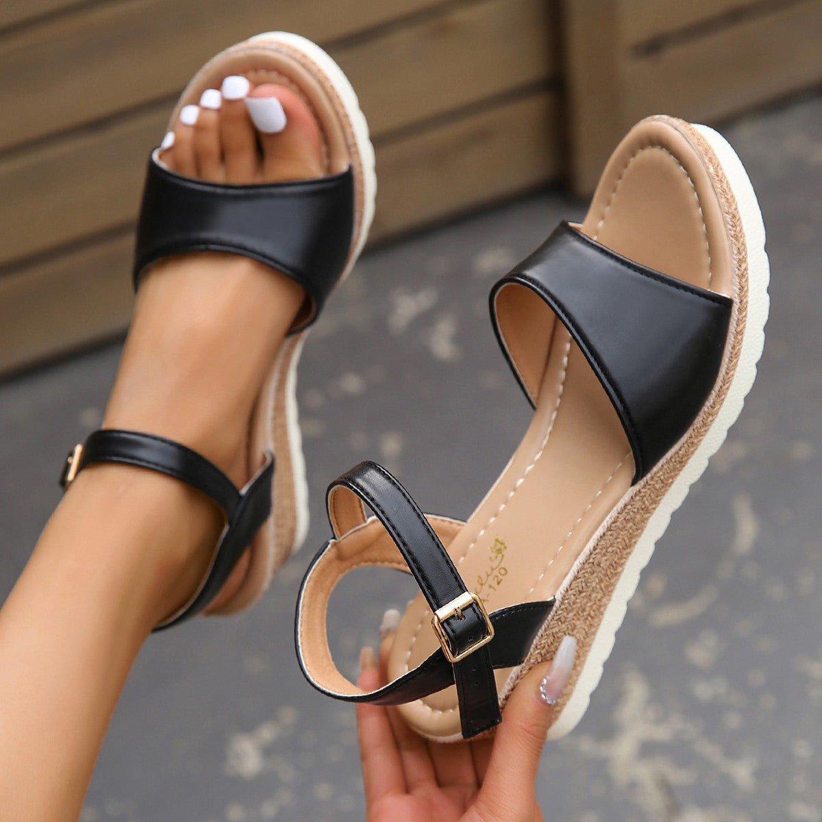 Ankle Buckle Wedges Sandals For Women Summer Platform Shoes - Jaazi Intl