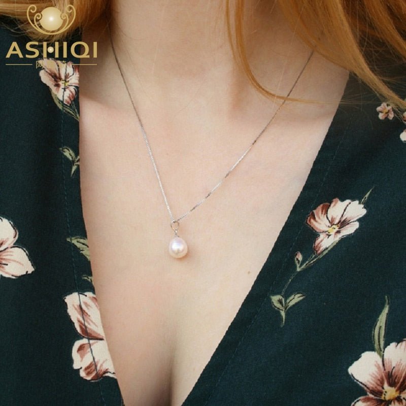 ASHIQI Natural Freshwater Pearl Necklaces & Pendants Real 925 Sterling Silver Jewelry for Women - Jaazi Intl