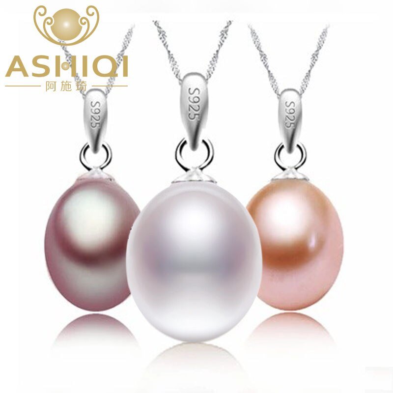 ASHIQI Natural Freshwater Pearl Necklaces & Pendants Real 925 Sterling Silver Jewelry for Women - Jaazi Intl