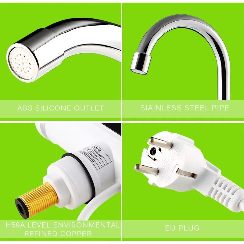 ATWFS Electric Kitchen Water Heater Tap Instant Hot Water Faucet Heater Cold Heating Faucet Tankless Instantaneous Water Heater - Jaazi Intl