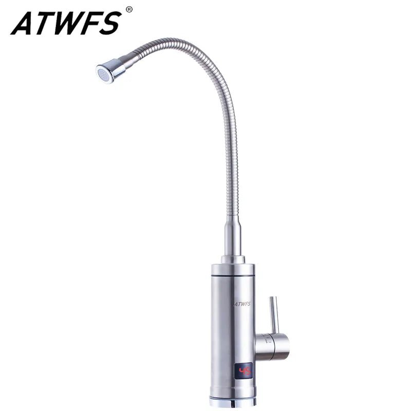 ATWFS Stainless Steel Instant Hot Faucet Instantaneous Water Heater Kitchen Hot Tap Tankless Heaters 220v 3000w Digital Display - Jaazi Intl