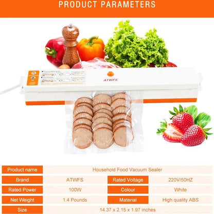 ATWFS Vacuum Sealer Packing Sealing Machine Best Portable Food Vaccum Sealer Kitchen Packer with 15pcs Vacuum Bag for Food Saver - Jaazi Intl