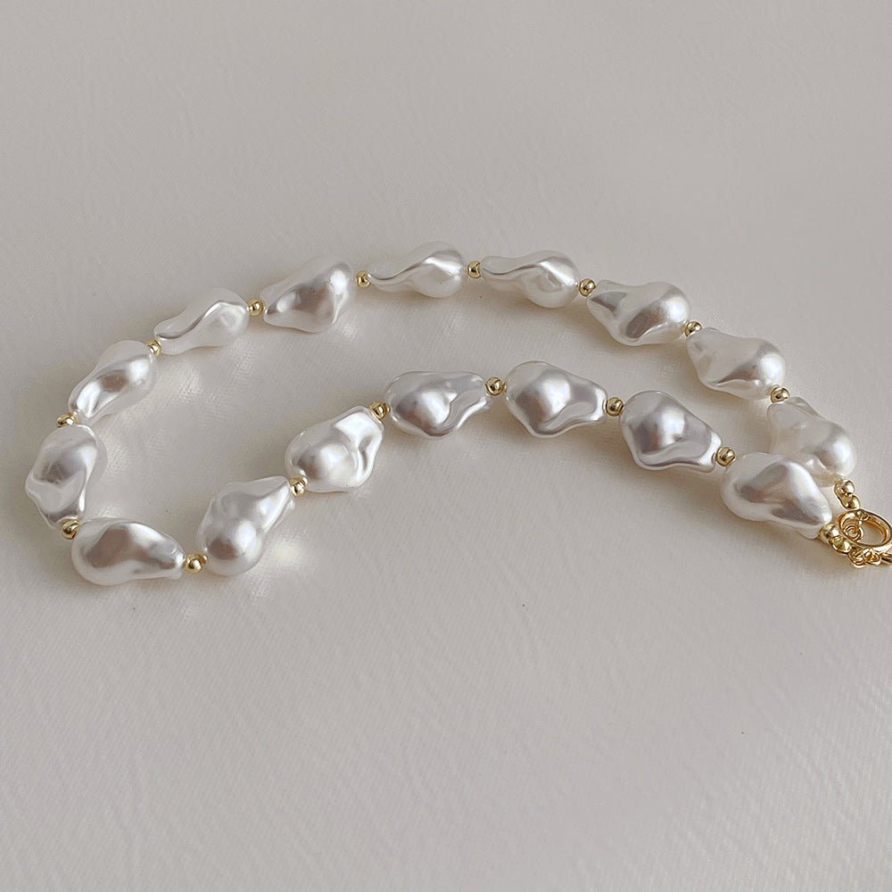 Baroque Pearl Buckle Necklace - Jaazi Intl