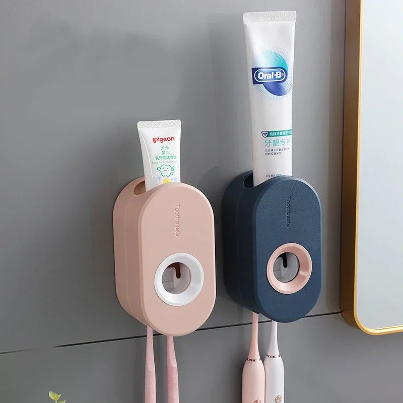 Bathroom Accessories Set Tooth Brush Holder Automatic Toothpaste Dispenser Holder Toothbrush Wall Mount Rack Bathroom Tools Set - Jaazi Intl
