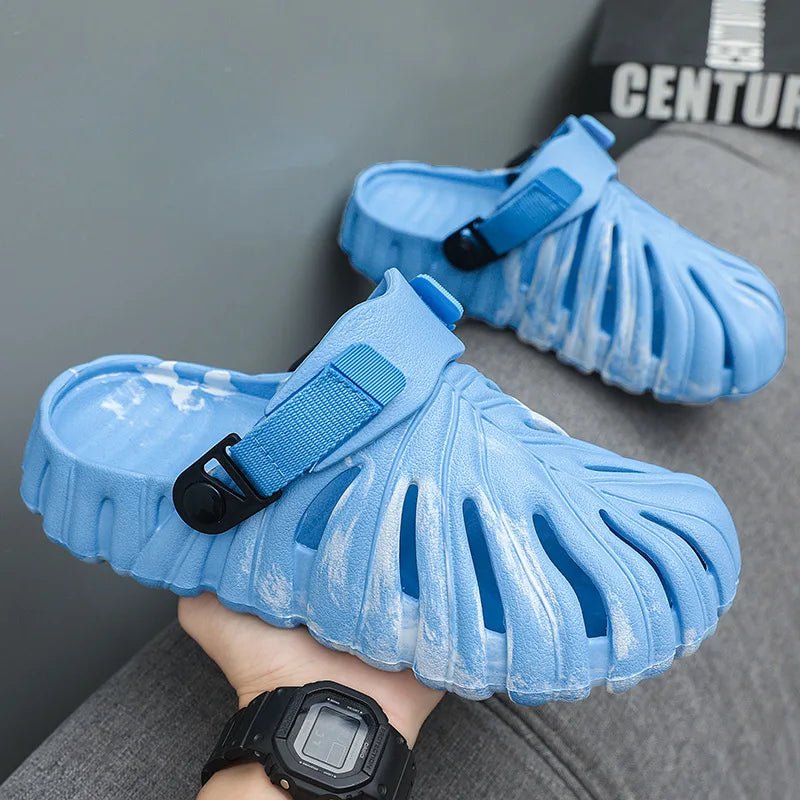 Beach Women Slippers Summer Hole Platform Two-Wear Monstera Thick-Soled Couple Sandals Outdoor Soft Non Slip Wading Females Shoe - Jaazi Intl