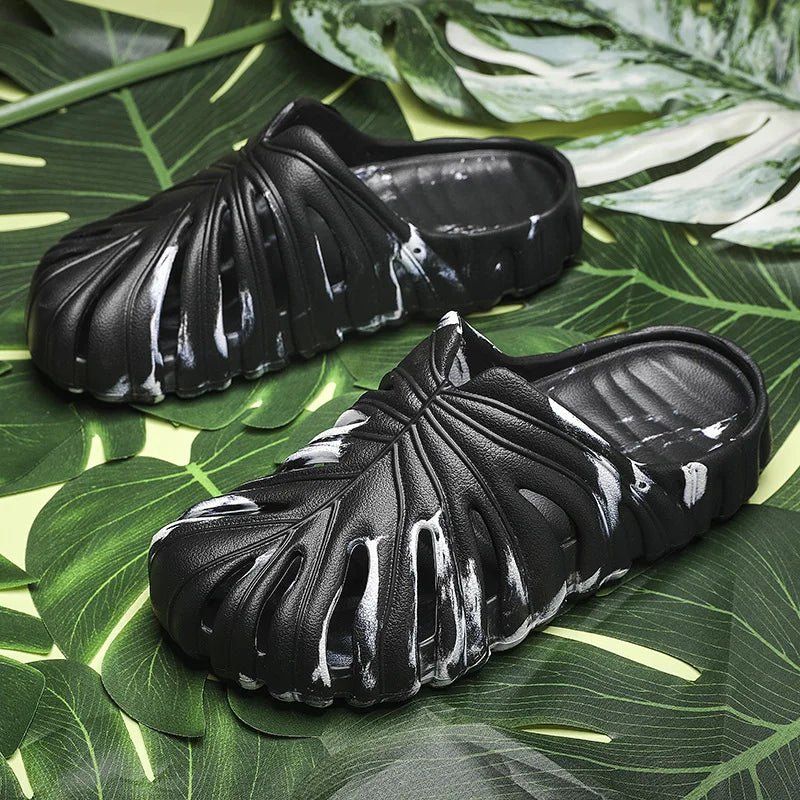 Beach Women Slippers Summer Hole Platform Two-Wear Monstera Thick-Soled Couple Sandals Outdoor Soft Non Slip Wading Females Shoe - Jaazi Intl