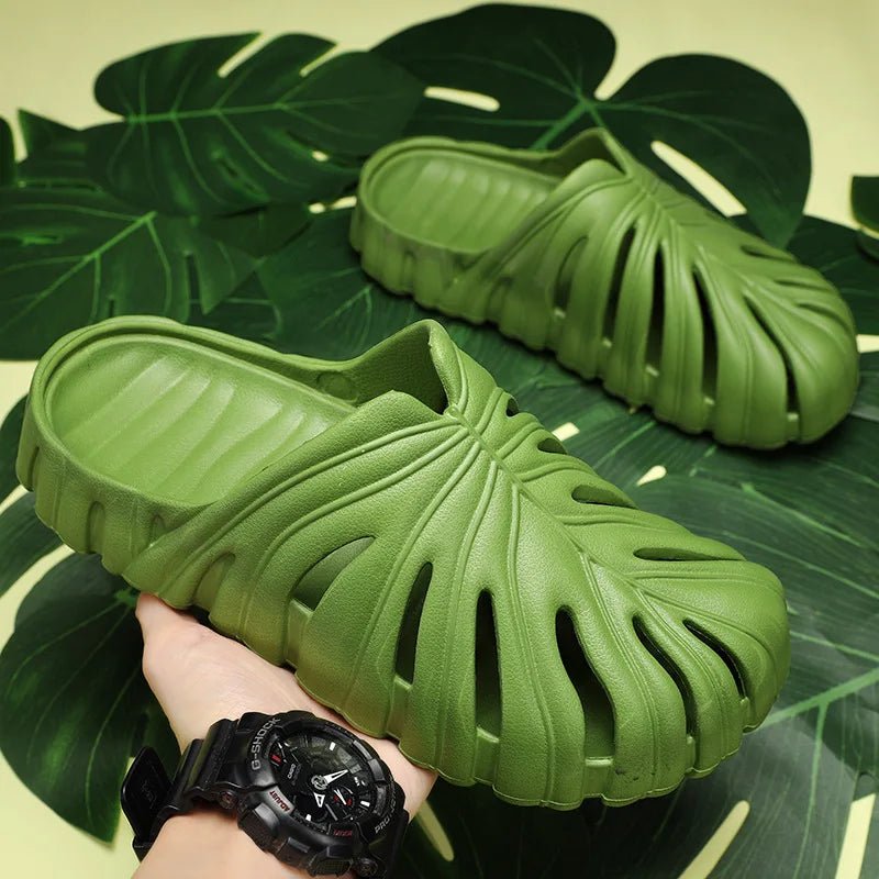 Beach Women Slippers Summer Hole Platform Two-Wear Monstera Thick-Soled Couple Sandals Outdoor Soft Non Slip Wading Females Shoe - Jaazi Intl