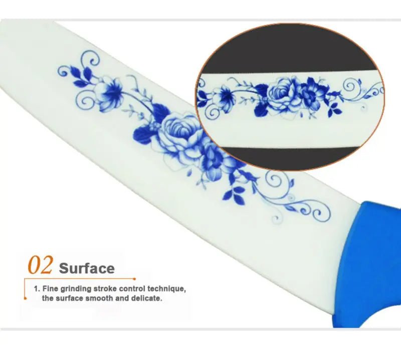 Beauty Gifts Zirconia kitchen Ceramic Knife fruit knife Set Kit 3" 4" 5" 6" inch with Blue Flower printed+ Peeler+Covers - Jaazi Intl