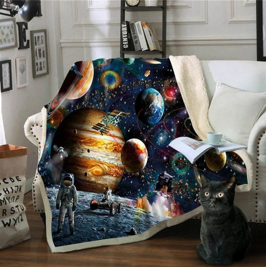 BeddingOutlet Sloth Blankets For Bed Cartoon Animal Plush Blanket Planet Star Bedding Universe Outer Space Sherpa Fleece Blanket - Jaazi Intl