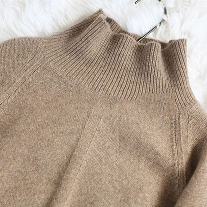 BELIARST Autumn and Winter New Cashmere Sweater Women's High-Necked Pullover Loose Thick Sweater Short Paragraph Knit Shirt - Jaazi Intl