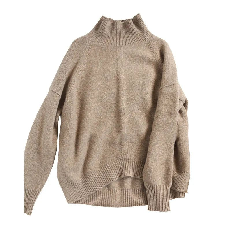 BELIARST Autumn and Winter New Cashmere Sweater Women's High-Necked Pullover Loose Thick Sweater Short Paragraph Knit Shirt - Jaazi Intl