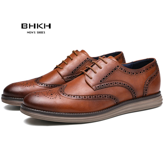 BHKH 2022 Autumn Man Dress Shoes Genuine Leather Lace-up Men Casual Shoes Smart Business Office work Footwear Men Shoes - Jaazi Intl