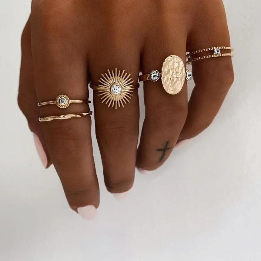 bohemian style gold rings for girls boho jewelry women evil eye ring slytherin ring set anillos finger bague schmuck accessories - Jaazi Intl