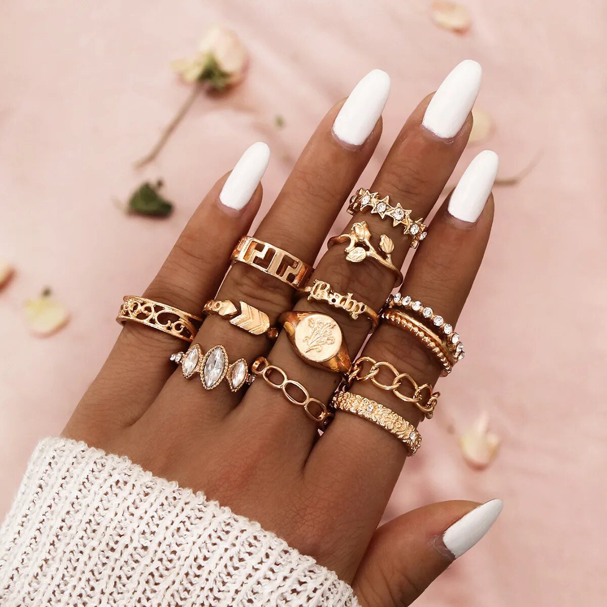 bohemian style gold rings for girls boho jewelry women evil eye ring slytherin ring set anillos finger bague schmuck accessories - Jaazi Intl