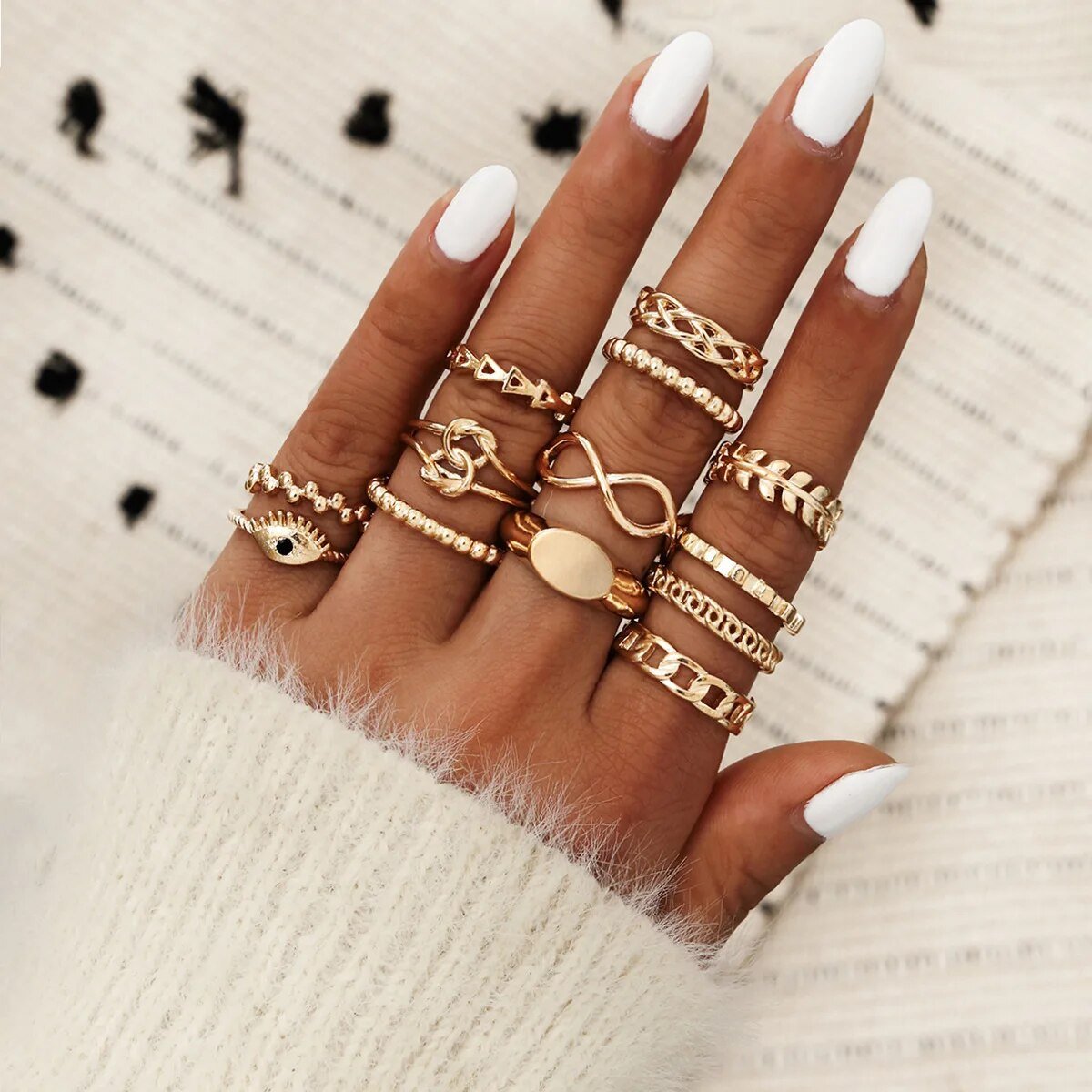 bohemian style gold rings for girls boho jewelry women evil eye ring slytherin ring set anillos finger bague schmuck accessories - Jaazi Intl