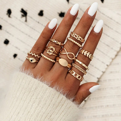 bohemian style gold rings for girls boho jewelry women evil eye ring slytherin ring set anillos finger bague schmuck accessories - Jaazi Intl