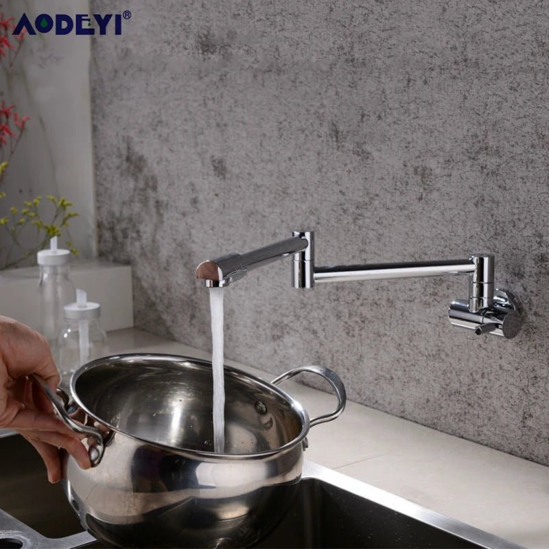 Brass Wall Mounted Kitchen Faucets Pot Filler Taps Swivel Folding Retractable Rotary Stretch Basin Faucet Sink Tap - Jaazi Intl