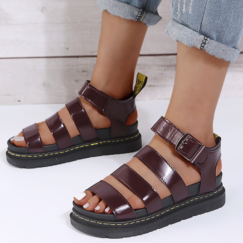 Buckle Sandals Flat PlatformThick Bottom Shoes Women Summer - Jaazi Intl