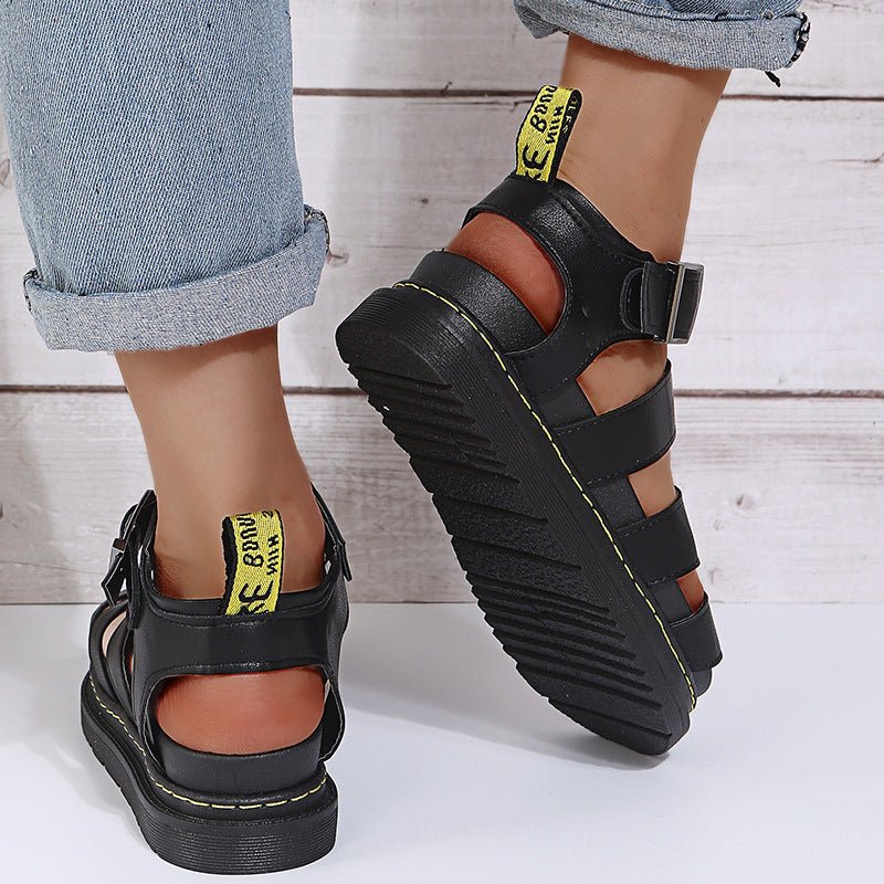 Buckle Sandals Flat PlatformThick Bottom Shoes Women Summer - Jaazi Intl