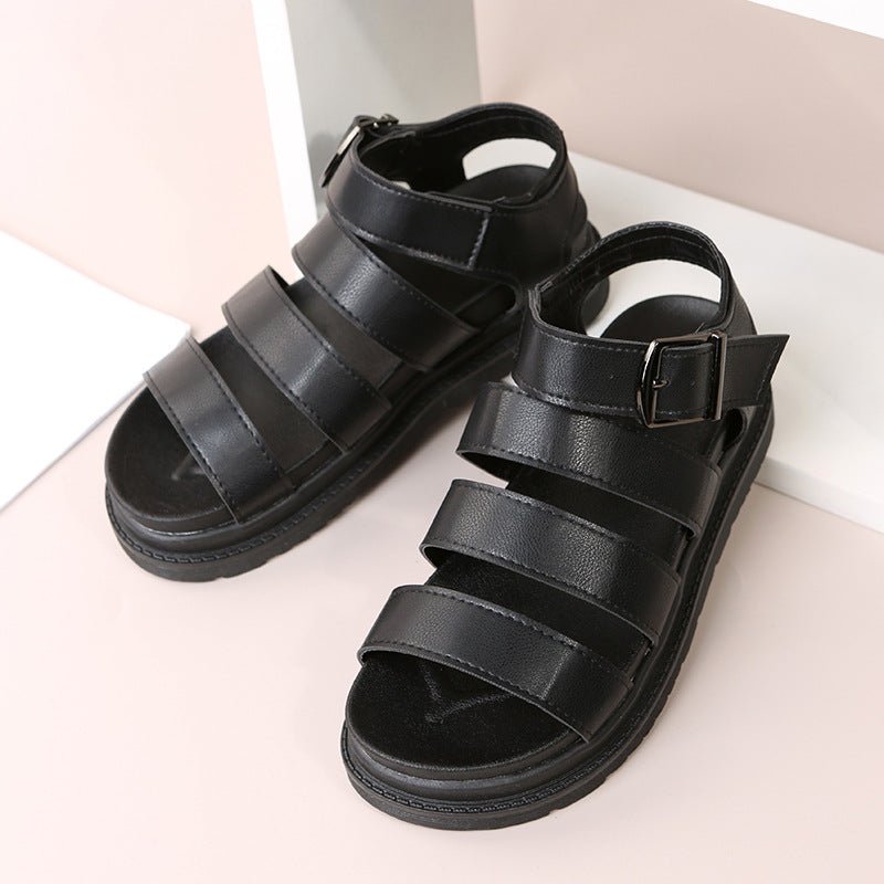 Buckle Sandals Flat PlatformThick Bottom Shoes Women Summer - Jaazi Intl