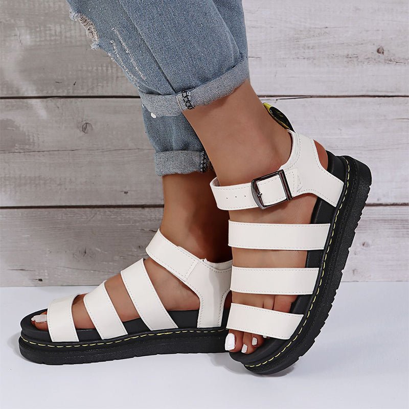 Buckle Sandals Flat PlatformThick Bottom Shoes Women Summer - Jaazi Intl