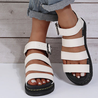 Buckle Sandals Flat PlatformThick Bottom Shoes Women Summer - Jaazi Intl