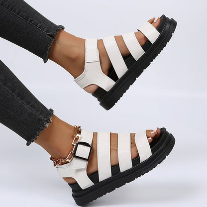 Buckle Sandals Flat PlatformThick Bottom Shoes Women Summer - Jaazi Intl