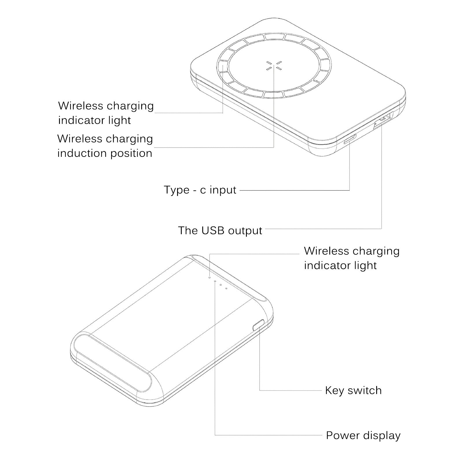 Built-In N52 Magnet Power Bank 5000mAh Portable Charging LED External Battery PowerBank 5000 MAh - Jaazi Intl