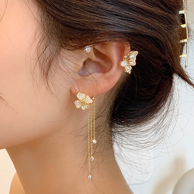 Butterfly Tassel Ear Clip Long Female Non-piercing Earrings - Jaazi Intl