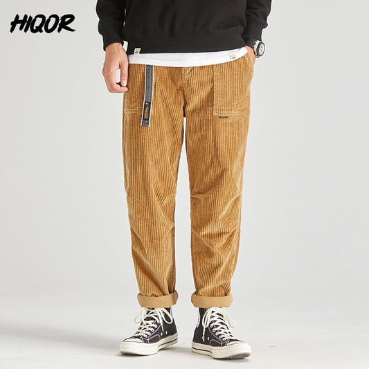 Loose Corduroy Male Cargo Pants