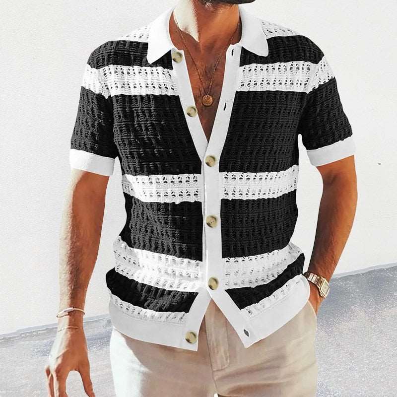 "Eleganza" Striped Knitted Cardigan - Jaazi Intl