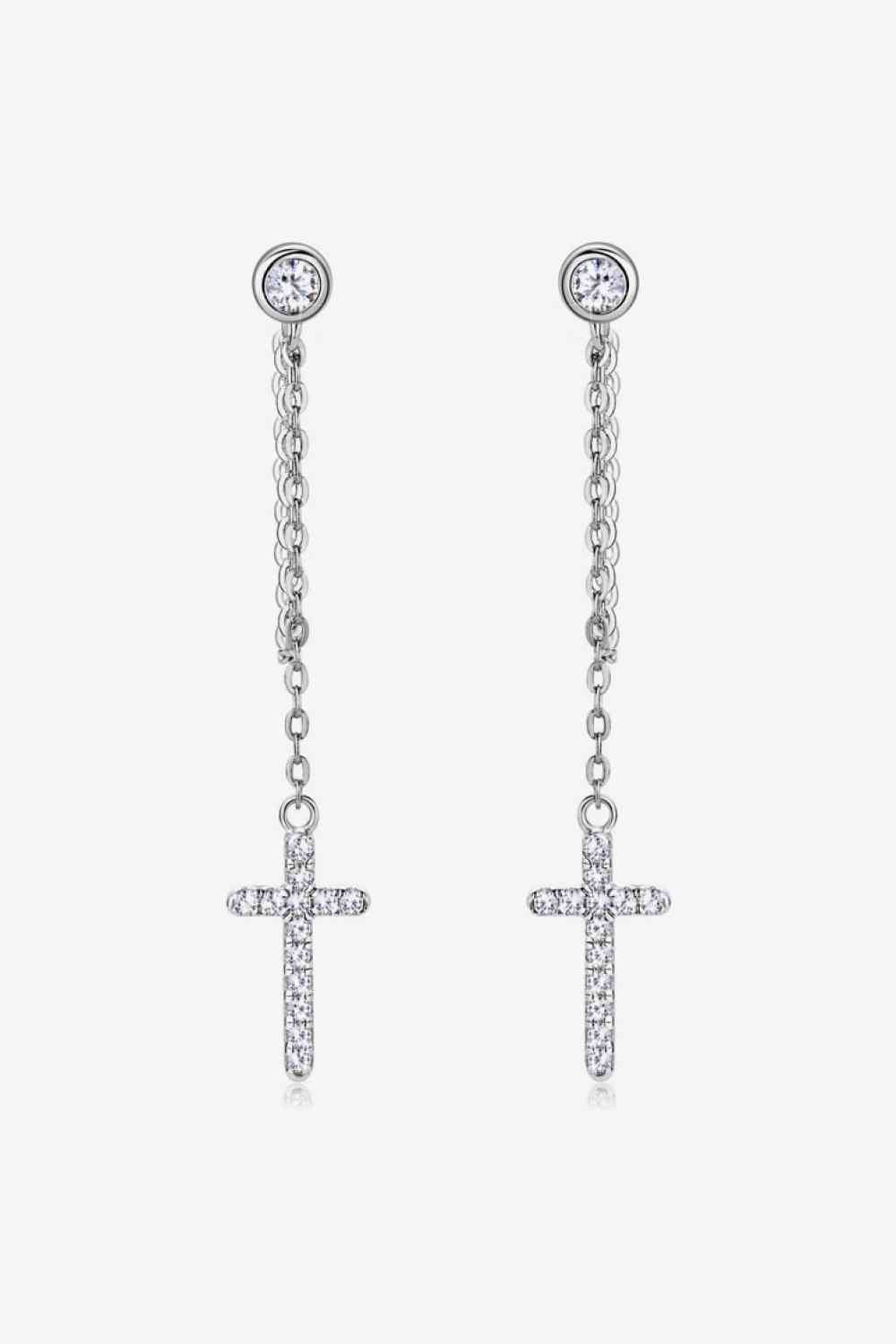 Moissanit 925 Sterling Silber Kreuz Ohrringe